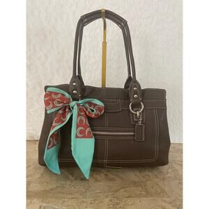 Coach Large penelope F14682 brown pebble Leather Satchel BAG PURSE
